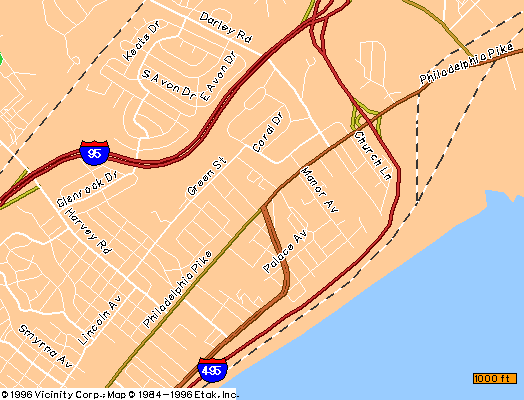 Close-up Map Of Claymont, Delaware